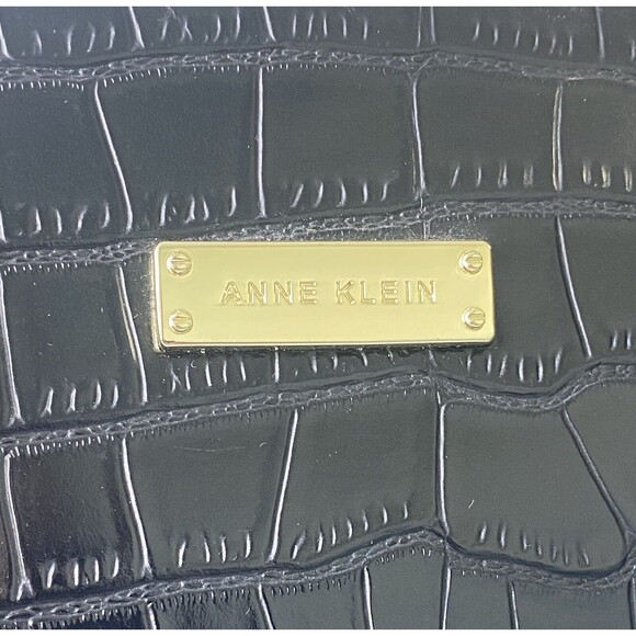 ANNE KLEIN Black Cocodrile Faux FLeather Tote Handbag Shoulder Strap New /no Tag - Picture 10 of 14